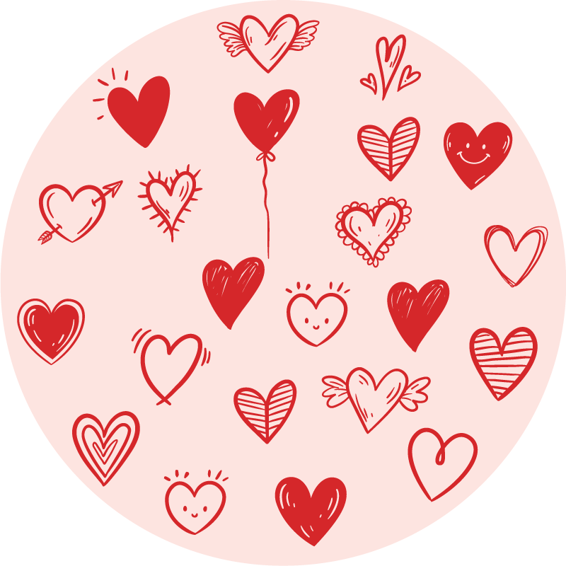 Heart illustration teenage bedroom vinyl rug - TenStickers