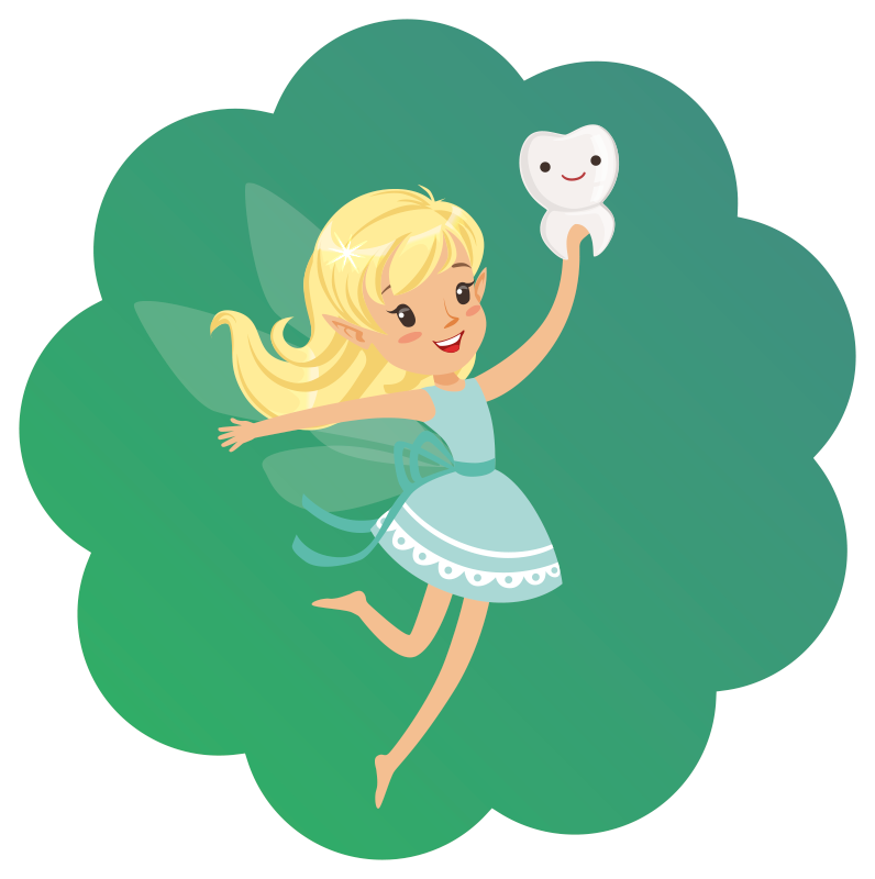 Tooth fairy with tooth smiling kids vinyl rug - TenStickers