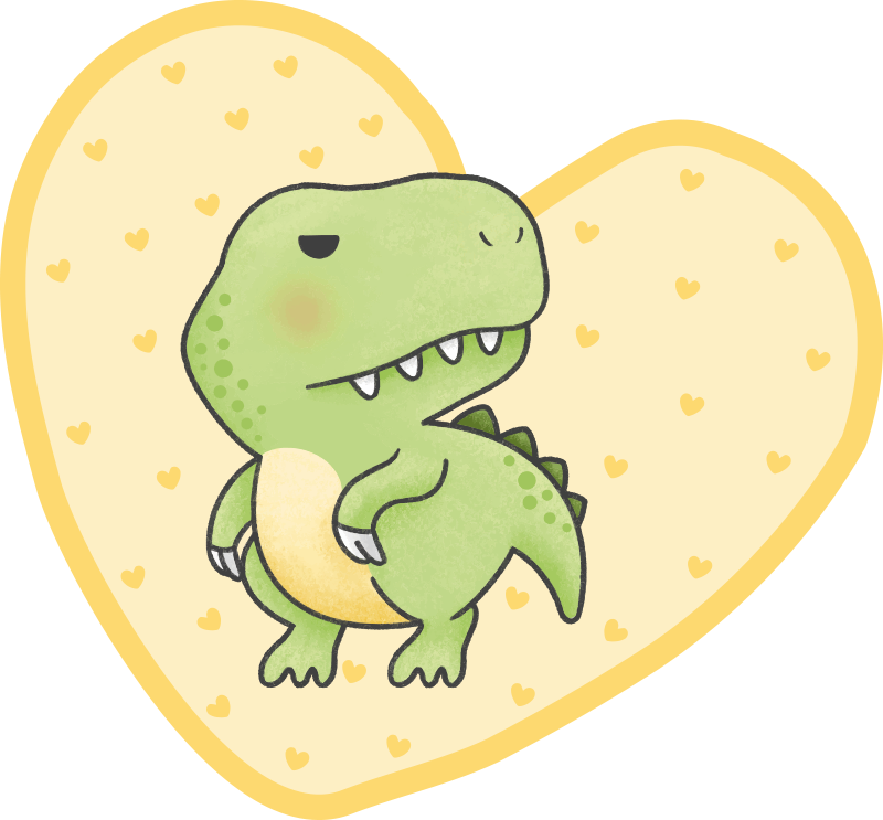 Heart-Shaped Dino kids vinyl rug - TenStickers