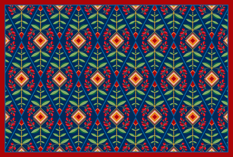 Geometric vinyl rug with botanical geometric design - TenStickers