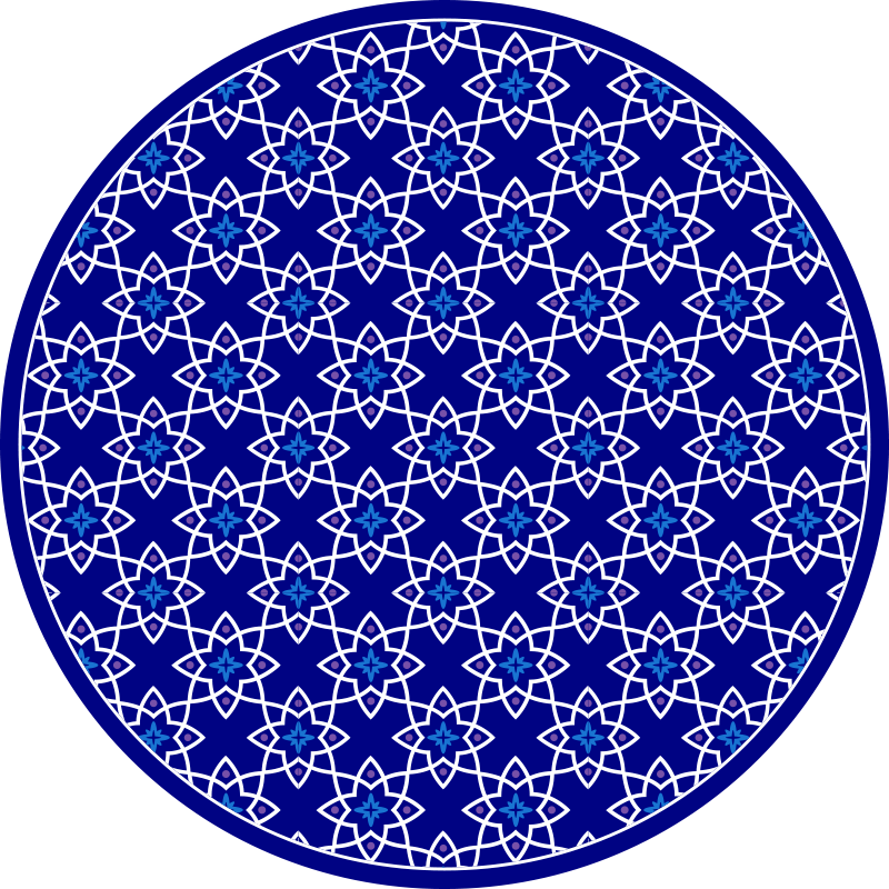 Mosaic vinyl rug in azure floral design - TenStickers