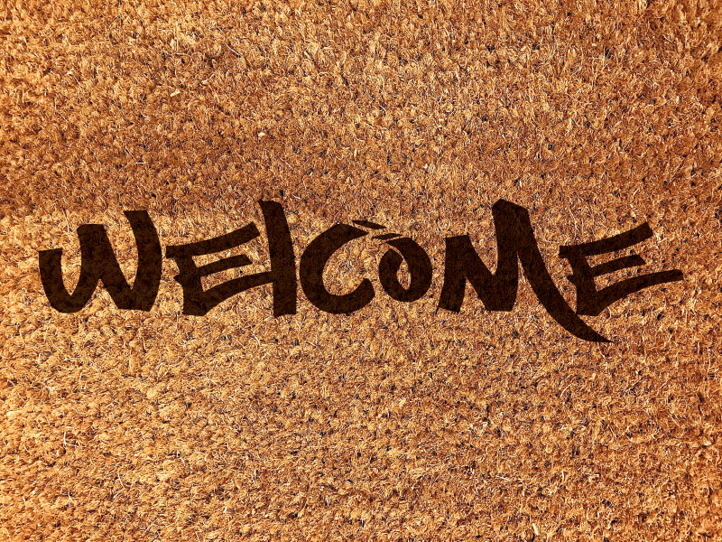Welcome coir young style custom vinyl rug - TenStickers