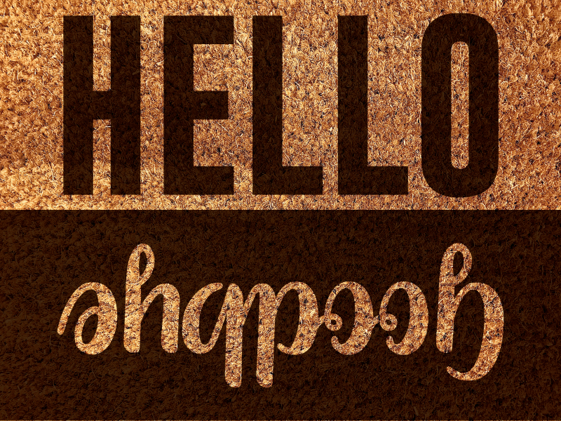 Welcome mat hello goodbye entrance hall tiles - TenStickers