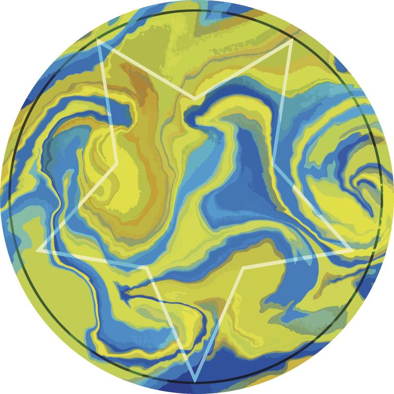 Blue and yellow star vinyl rug - TenStickers