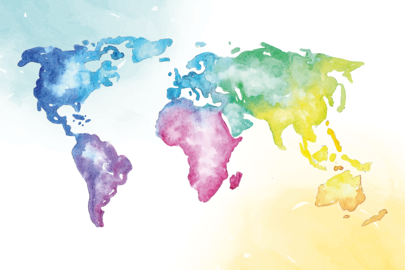 Artistic colorful  world map rug - TenStickers