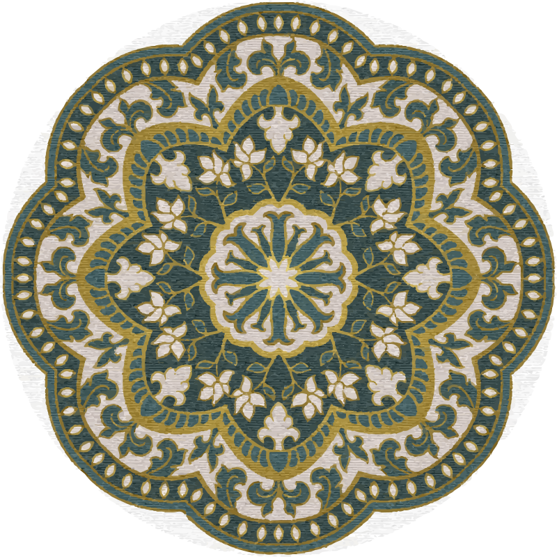 Circular woven effect vintage bedroom vinyl rug - TenStickers