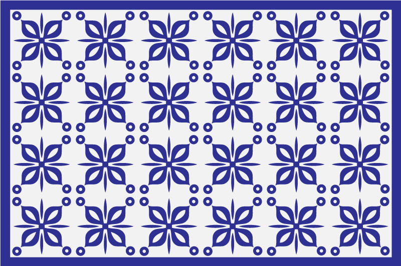 Blue floral element tile vinyl rug - TenStickers