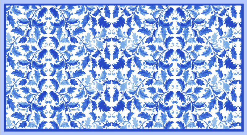Blue Floral Patterns texture vinyl rug - TenStickers