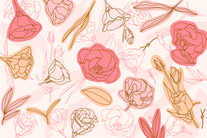 Delicate pink flowers  floral rug - TenStickers