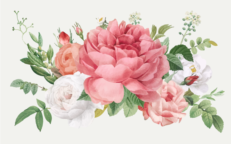 Vibrant Floral Arrangement vinyl rug flowers - TenStickers