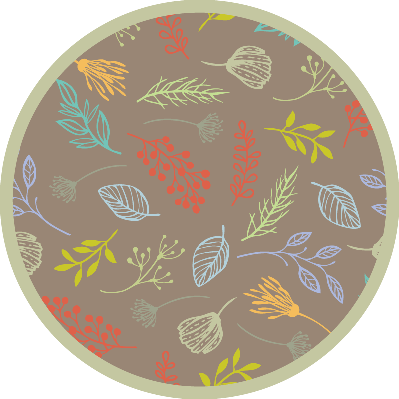 Botanical Leaf Print vinyl rug flowers - TenStickers