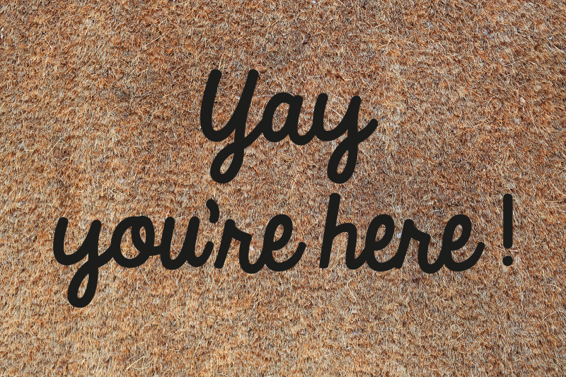 Yay you're here custom vinyl rug - TenStickers