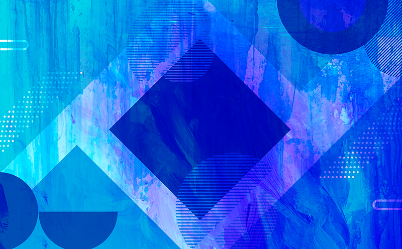 Blue Geometric Motifs minimalist vinyl rug - TenStickers