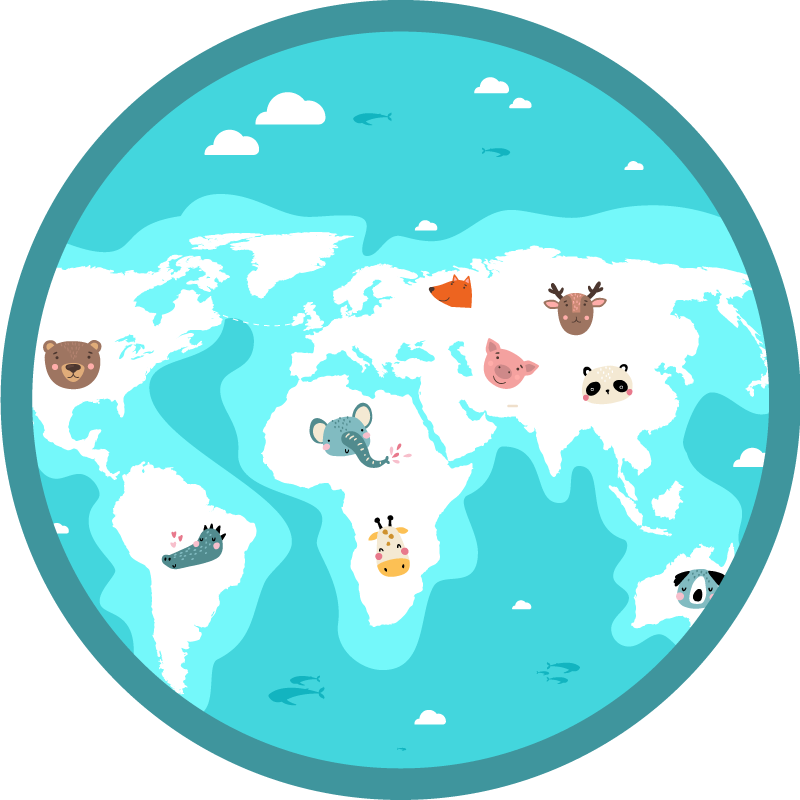 World animal map vinyl rug - TenStickers