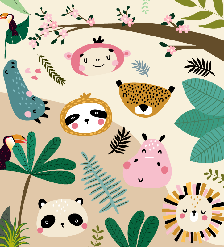 Animal Friends Pattern nursery vinyl rug - TenStickers