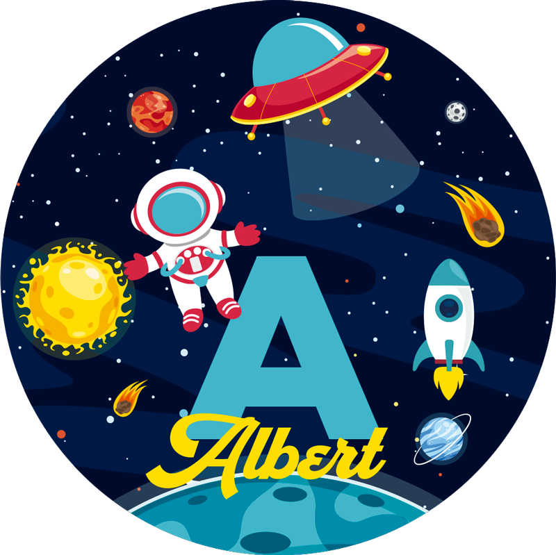 Custom name in space vinyl rug - TenStickers