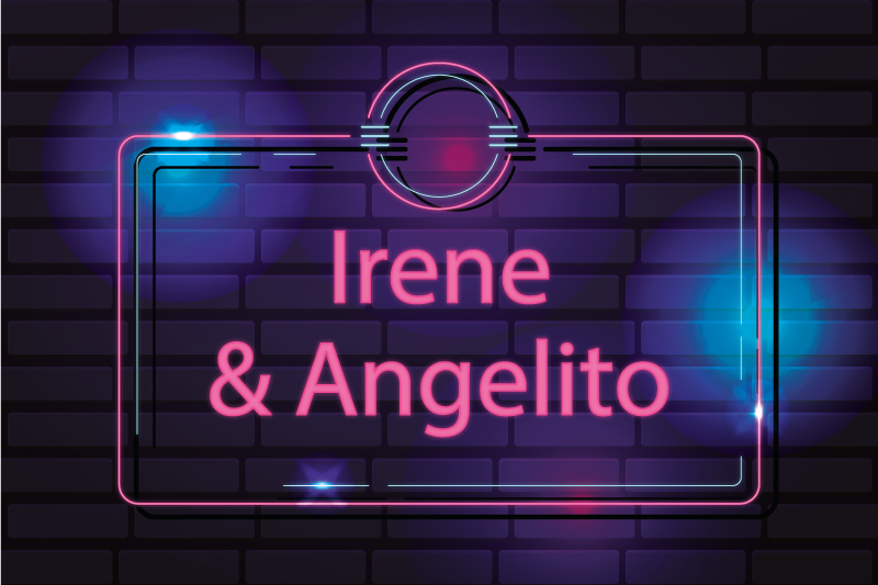 Neon couple names teenage bedroom vinyl rug - TenStickers
