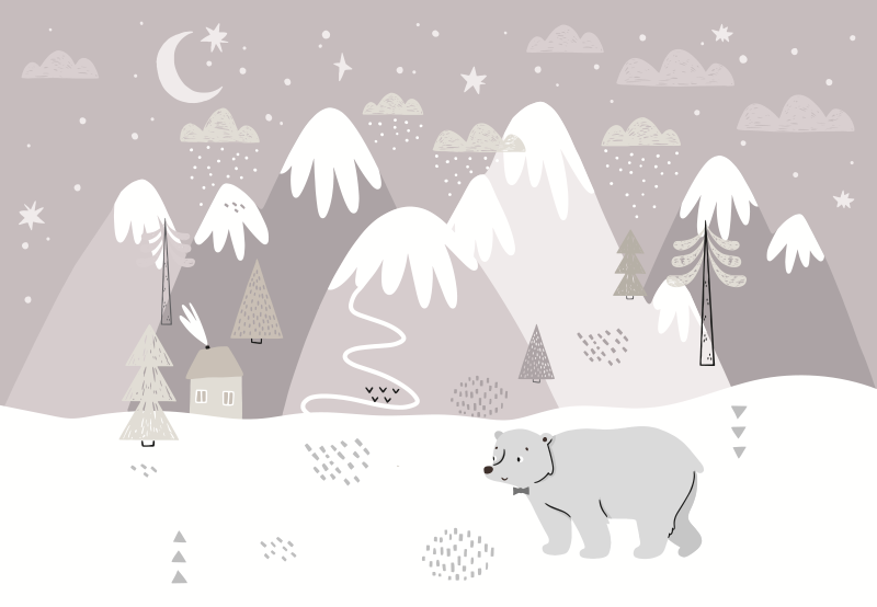Snowy night scene vinyl rug - TenStickers