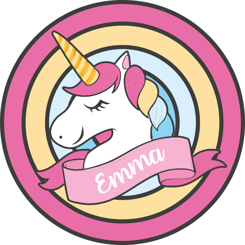 Unicorn name in badge vinyl rug - TenStickers