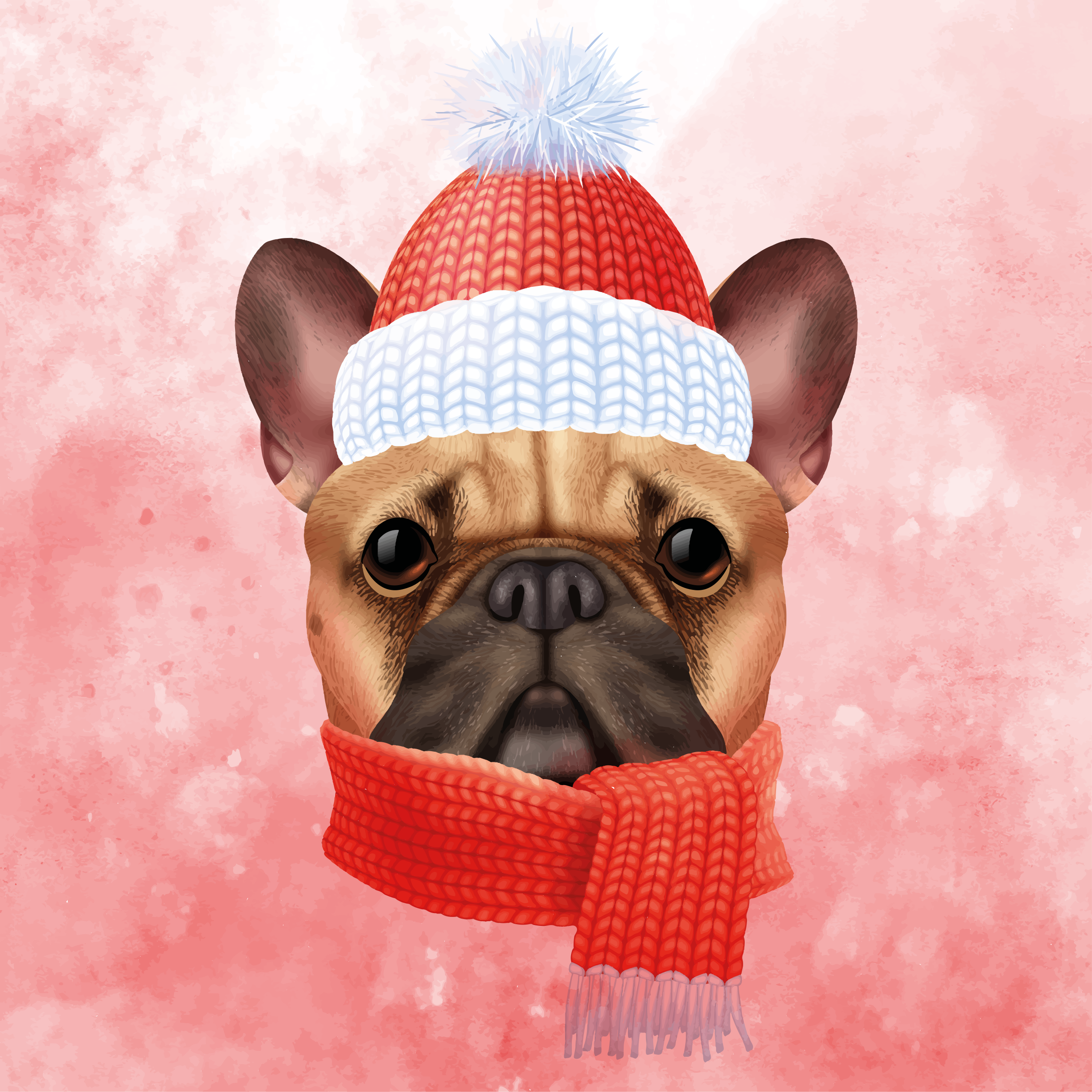 French bulldog winter animal vinyl rug - TenStickers
