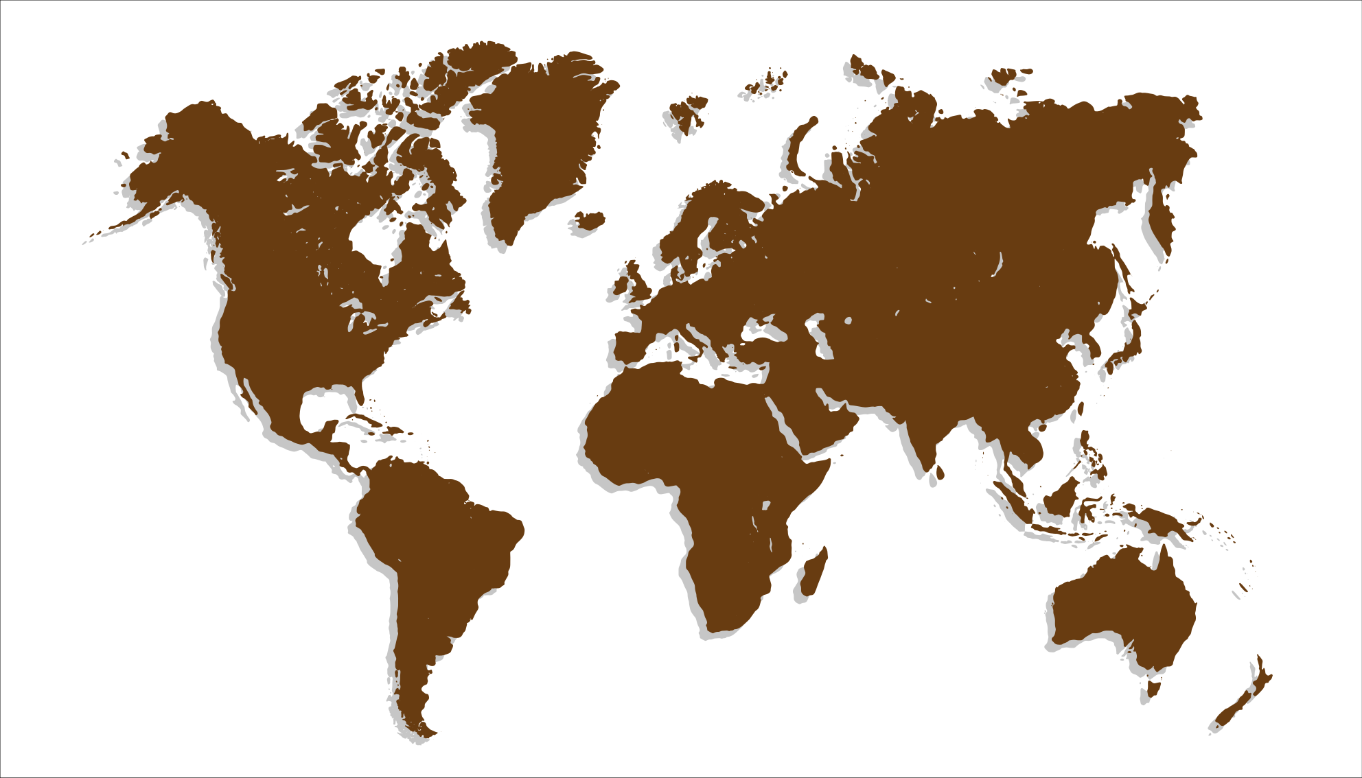 Brown outline and white background world map vinyl rug - TenStickers