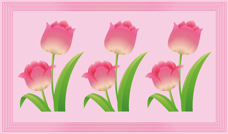 Pink Tulip Display vinyl rug flowers - TenStickers