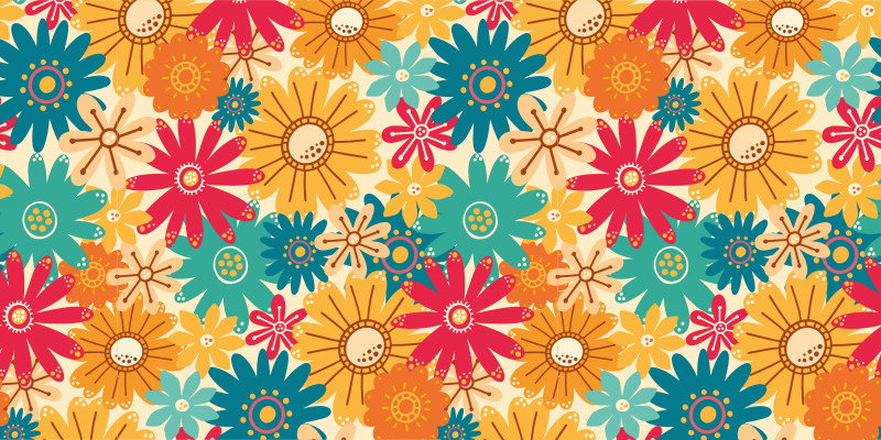 Vinyl rug flowers colorful floral design - TenStickers