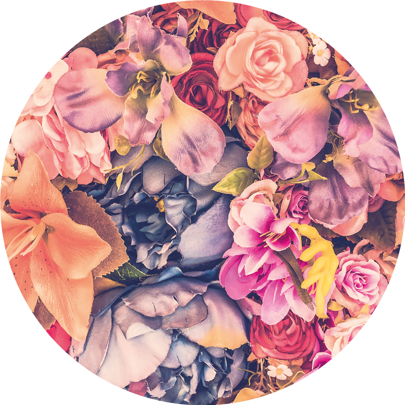 Floral Round Arrangement vinyl rug flowers - TenStickers