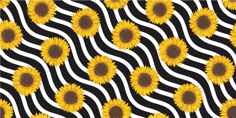 Sunflower Wave Pattern vinyl rug flowers - TenStickers