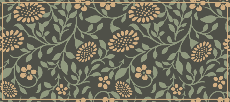 Sunflower green pattern vinyl rug flowers - TenStickers