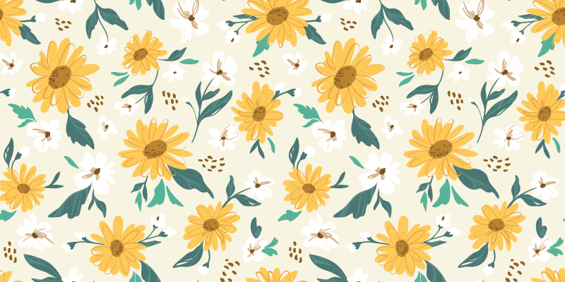 Cheerful Floral Pattern vinyl rug flowers - TenStickers