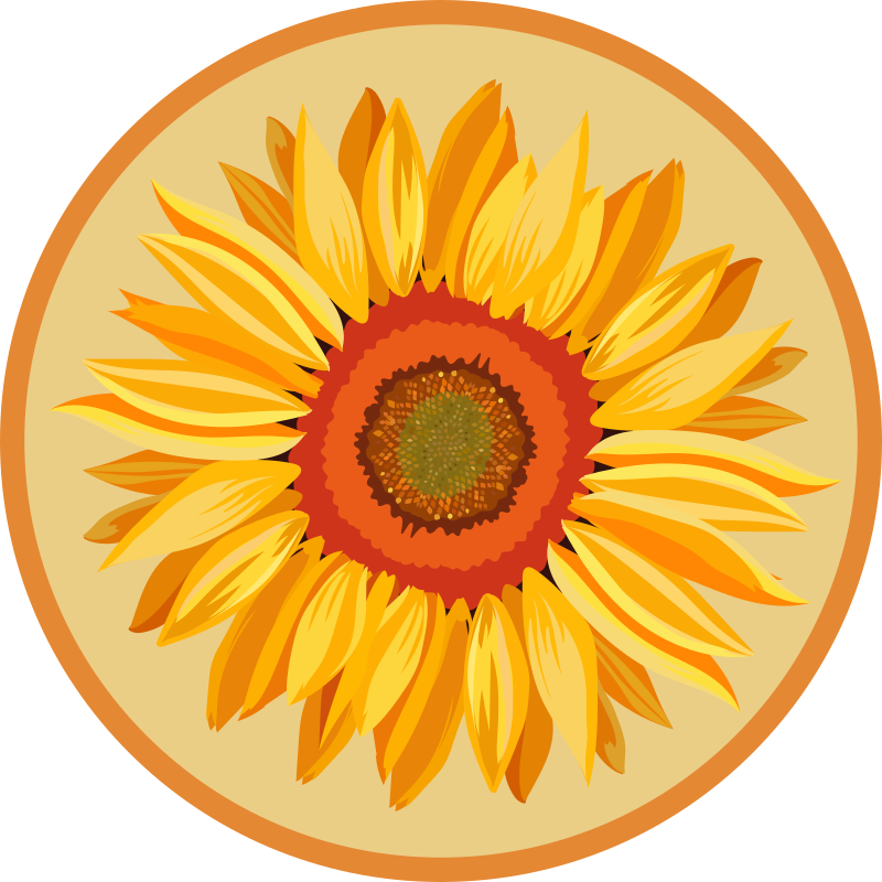 Big orange sunflower floral rug - TenStickers