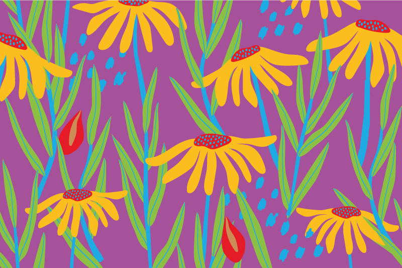 Purple botanical arrangement vinyl rug flowers - TenStickers