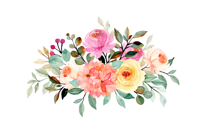 Drawn flowers with paint floral rug - TenStickers