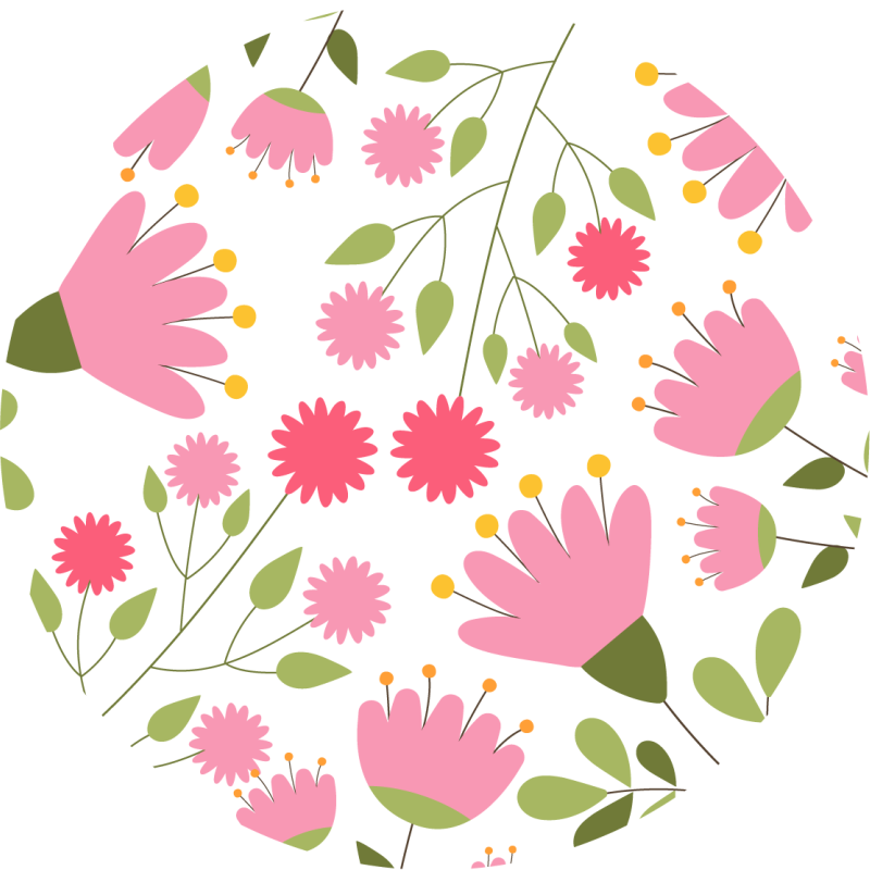 Floral Pattern Delight vinyl rug flowers - TenStickers