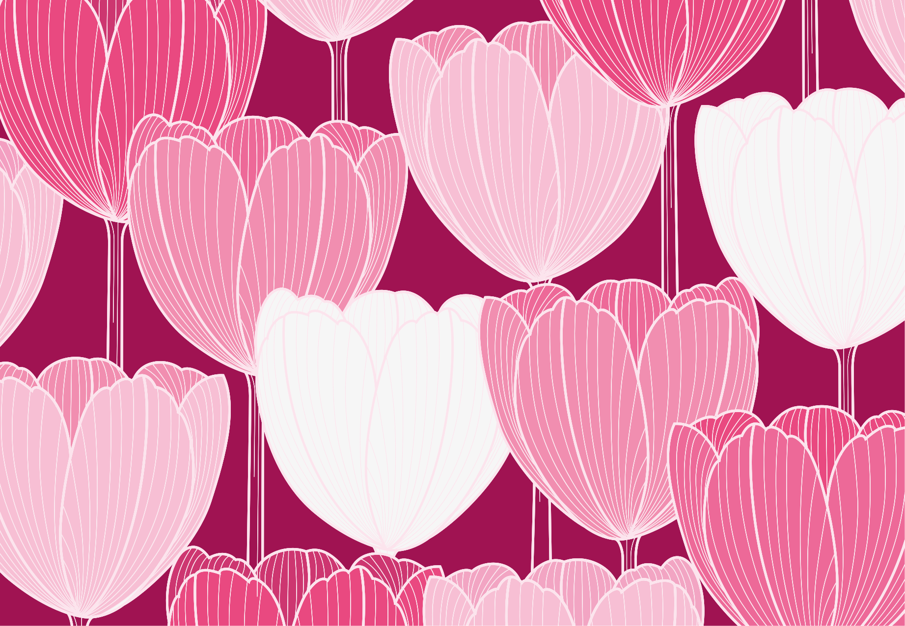 Pink tulip elements vinyl rug flowers - TenStickers