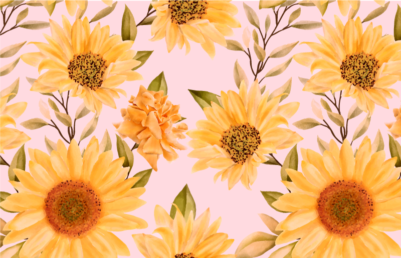 Sunflower Floral Concept vinyl rug flowers - TenStickers