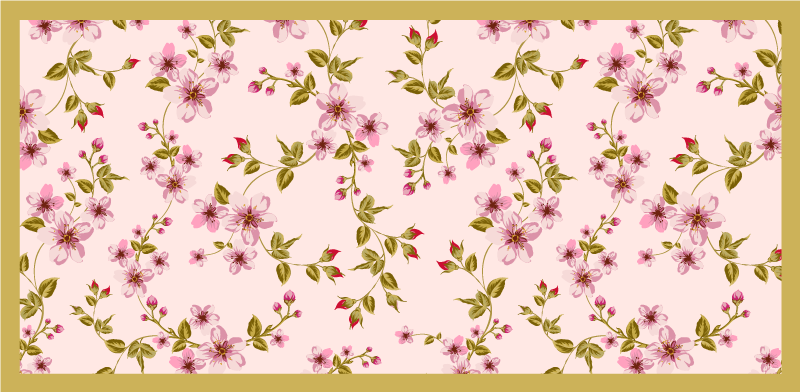 Floral Blossom Motif vinyl rug flowers - TenStickers