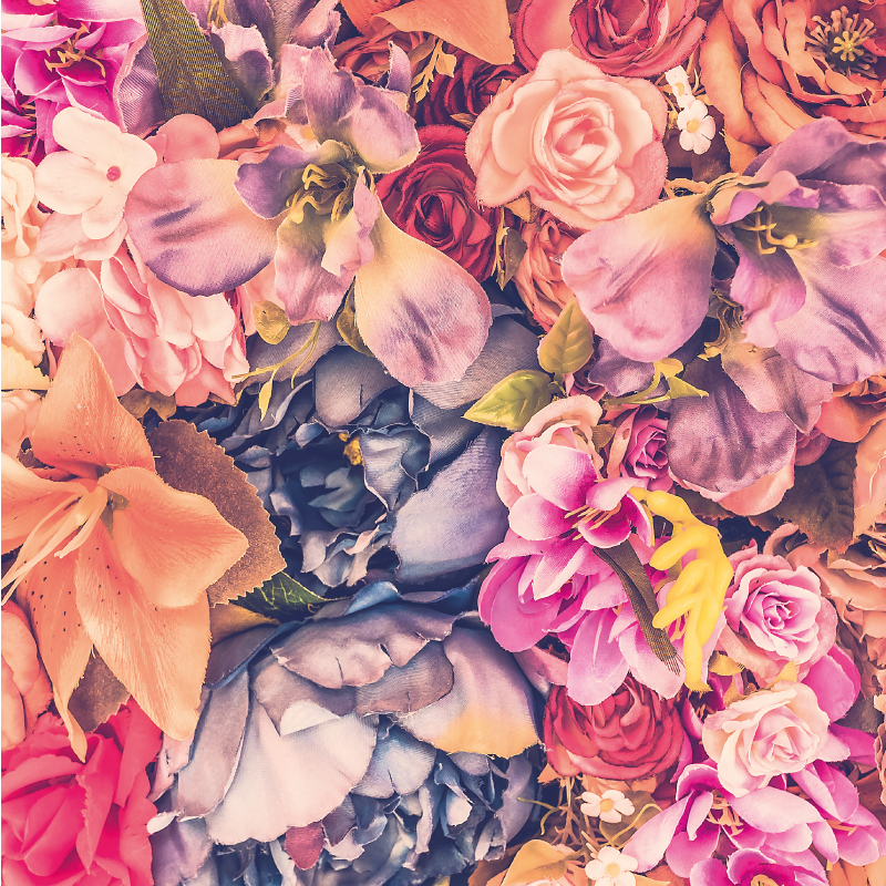 Vibrant Floral Element vinyl rug flowers - TenStickers