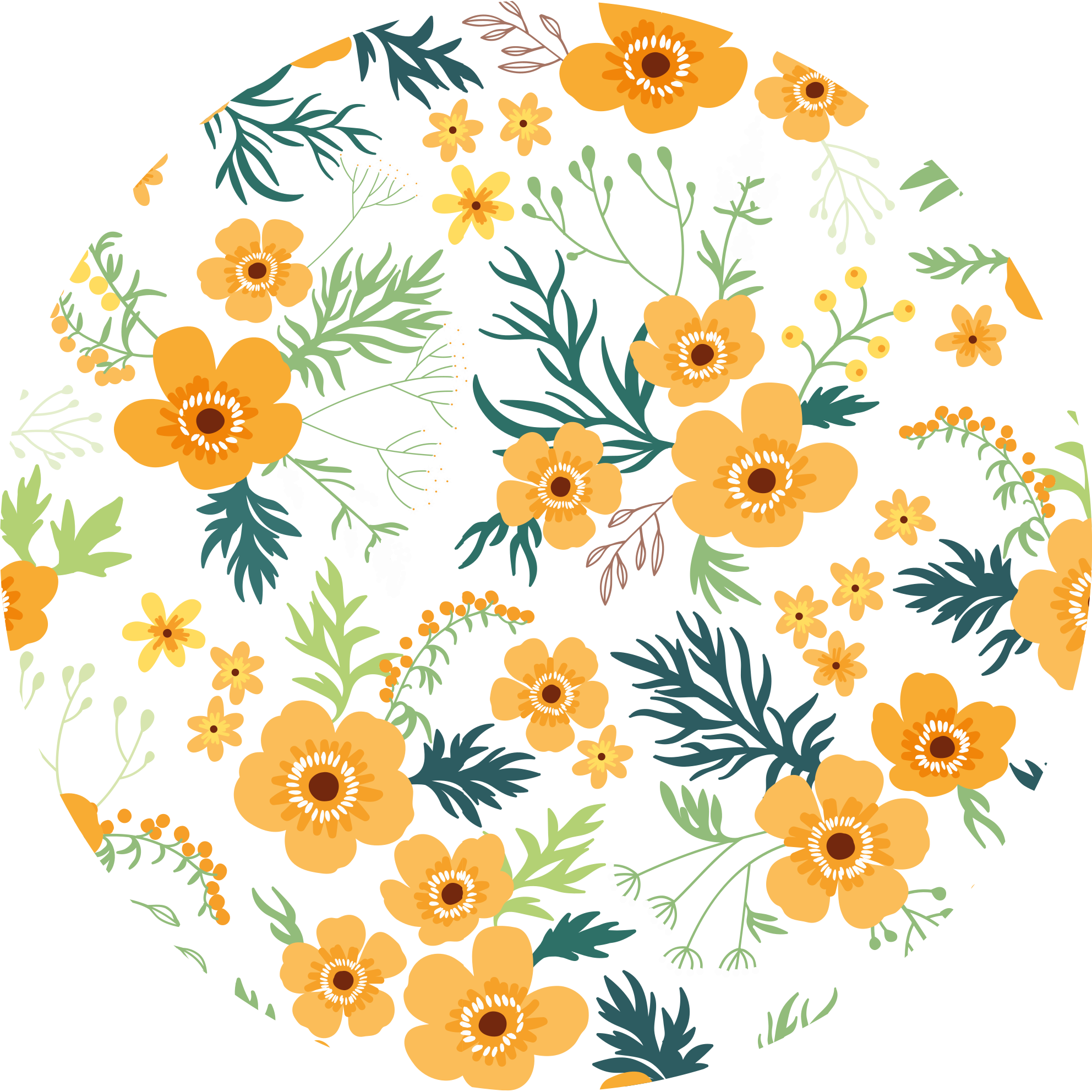 Floral Bouquet Pattern vinyl rug flowers - TenStickers