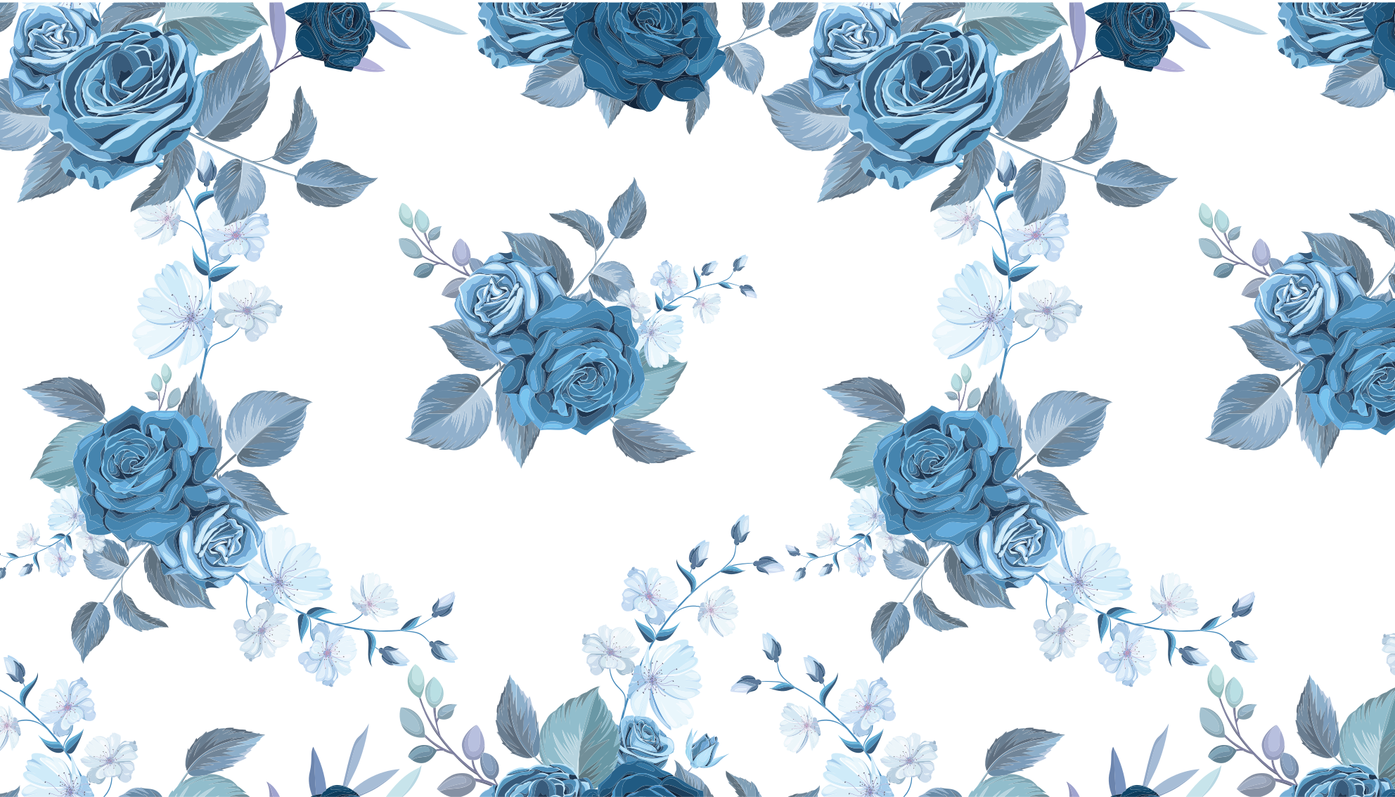 Blue delicate flower pattern floral rug - TenStickers