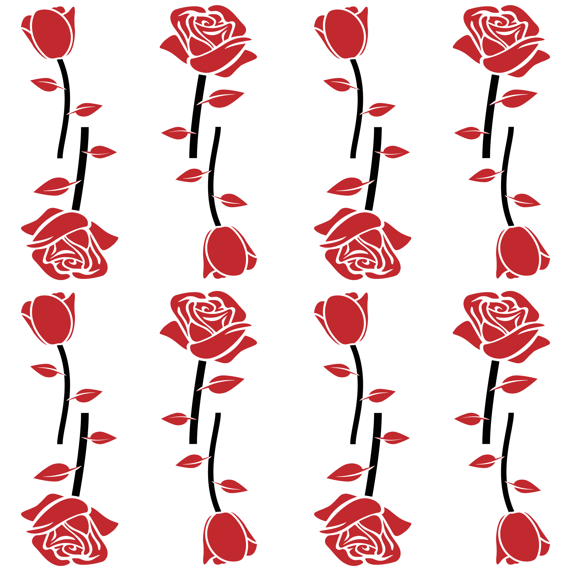 Red Rose Patterns vinyl rug flowers - TenStickers