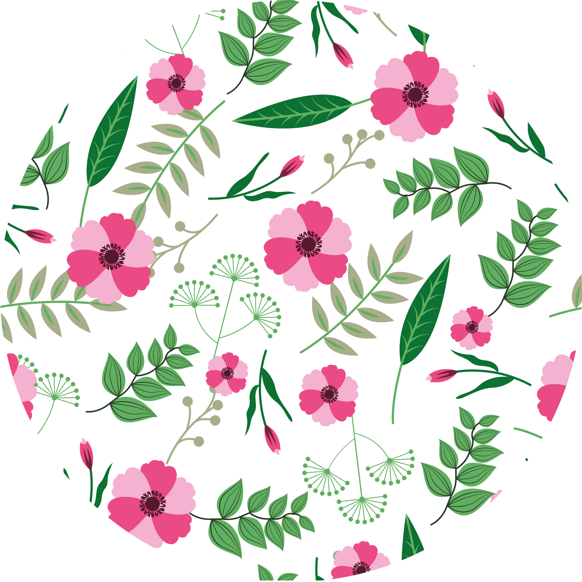 Charming Floral Pattern vinyl rug flowers - TenStickers