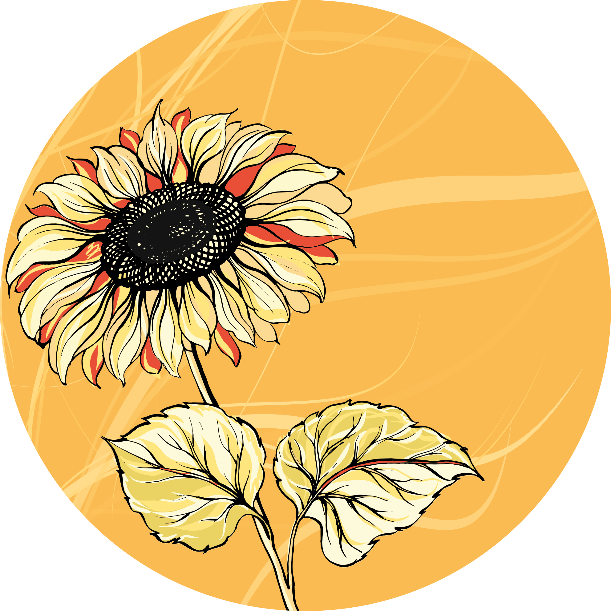 Bright Sunflower Blossom vinyl rug flowers - TenStickers