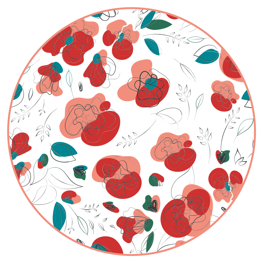 Flourishing Floral Element vinyl rug flowers - TenStickers