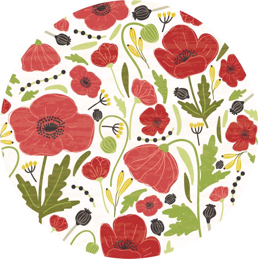Red Poppy Blossoms vinyl rug flowers - TenStickers