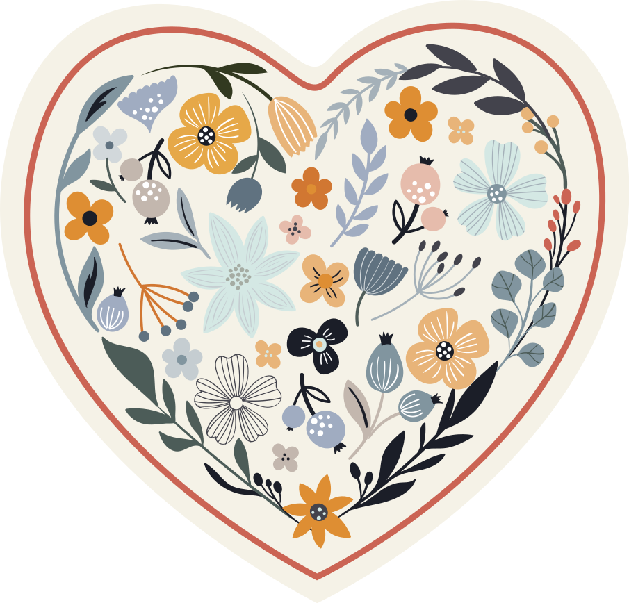 Polish flowers heart shape  floral rug - TenStickers