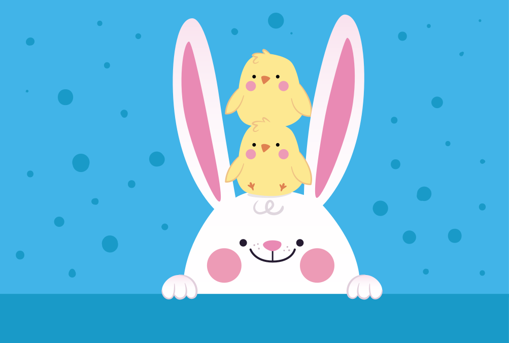 Happy bunny with chicks kids vinyl rug - TenStickers