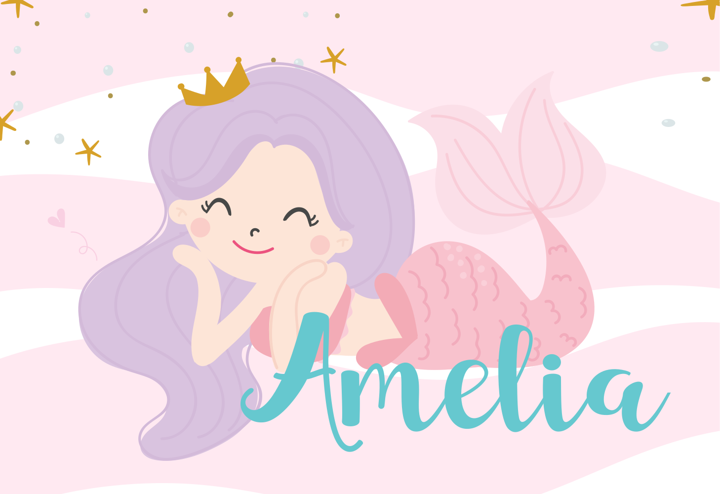 Mermaid princess name kids vinyl rug - TenStickers