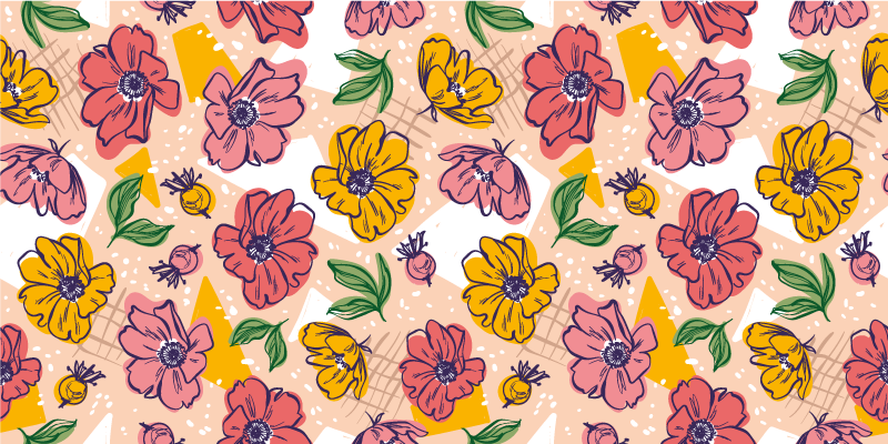 Vinyl rug flowers in vibrant floral designs - TenStickers